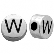 Abalorios letras metálicos W plata vieja