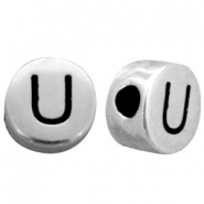 Abalorios letras metálicos U plata vieja