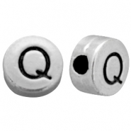 Abalorios letras metálicos Q plata vieja