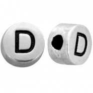 Abalorios letras metálicos D plata vieja