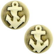 Cabuch&oacute;n b&aacute;sico camafeo 20mm ancla negro-oro viejo
