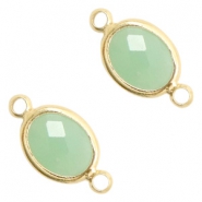 Entrepiezas de cristal ovaladas 10x9mm ópalo verde crisolita-dorado