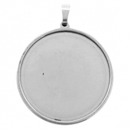 Fornituras Acero Inox engaste/colgante para cabuchón 35mm plata vieja