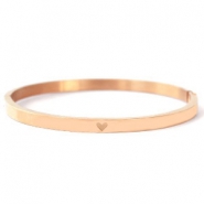 Pulseras Acero Inox con corazón oro rosado