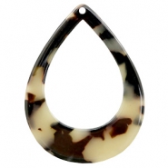 Colgantes de resina gota 45x34mm crema-negro