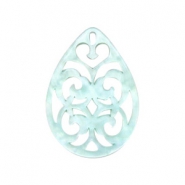 Colgantes de resina gota barok 38x27mm Aqua blanqueado