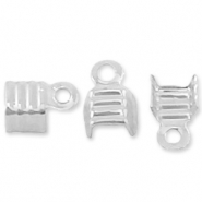 Plata 925 Fornituras terminal para cintas 3mm Plata