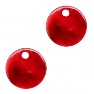 Colgantes de resina redondo 12mm Rojo cereza