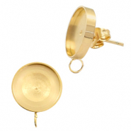 Pendientes base Polaris acero inox (con anilla vertical) y engaste para cabuch&oacute;n 12mm Dorado