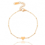 Pulseras Acero Inox con jasseron y corazón ♥ Oro rosado