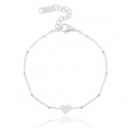 Pulseras Acero Inox con jasseron y corazón ♥ Plateado
