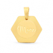 Colgantes Acero Inox hexágon "mom" Mix&Match Oro