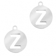 Colgantes acero inox 10mm moneda letra Z Plateado