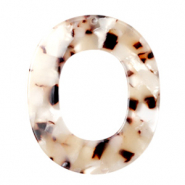 Colgantes de resina ovalado 48x40mm Marr&oacute;n mixto beige