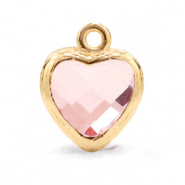 Colgantes de cristal coraz&oacute;n Rosa claro-dorado