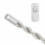 Fornituras Acero Inox terminal para cadena cord&oacute;n jasseron Plateado