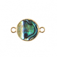 BQ Perlas de agua dulce entrepieza redonda 10mm Dorado-verde oc&eacute;ano