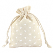 Bolso en lino corazones Blancuzco