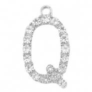 Colgantes metálicos Basic Quality strass letra Q Plata vieja