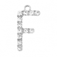 Colgantes metálicos Basic Quality strass letra F Plata vieja