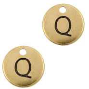 Colgantes metálicos DQ letra Q Bronce viejo (sin níquel)