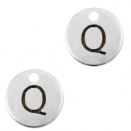 Colgantes metálicos DQ letra Q Plata vieja (sin níquel)