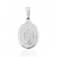Colgantes Acero Inox &oacute;valo "Virgen de Guadalupe" Plateado