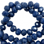 Abalorios faceteados disco 4x3 mm Azul alf&eacute;rez-revestimiento pearl shine