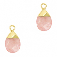 Colgantes de piedras naturales Rosa blossom-dorado