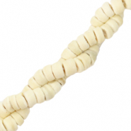 Abalorios de coco disco 6mm Blanco