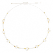 Pulsera tobillera Trendy Miyuki con perlas Blanco