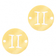 Colgantes / entrepieza de acero inox signo del zod&iacute;aco Geminis Dorado