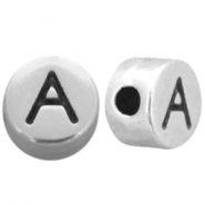 Abalorios metálicos DQ plata vieja Abalorios letras y números metálicos DQ plata vieja