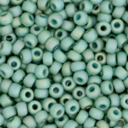 Rocalla Miyuki 8/0 Opaque glazed frosted rainbow celadon green 8-4701
