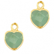 Colgantes de piedra natural corazón Verde océano-dorado
