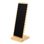 Expositor de Joyer&iacute;a en madera con terciopelo para pulseras Natural-negro