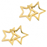 Colgantes/entrepieza Acero Inox doble estrella Dorado