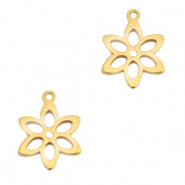 Colgantes Acero Inox flor Dorado
