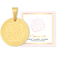 Mix & Match colgantes Acero Inox 15mm Flor de nacimiento Octubre-Caléndula Dorado