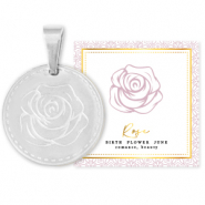 Mix & Match colgantes Acero Inox 15mm Flor de nacimiento Junio-Rosa Plateado