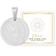 Mix & Match colgantes Acero Inox 15mm Flor de nacimiento Abril-Margarita Plateado