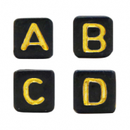Abalorios letras acrílicas mix Negro-dorado