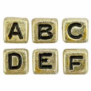 Abalorios letras acrílicas mix Oro-negro