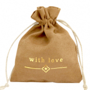 Bolso de joyería "with love" Marrón claro-dorado