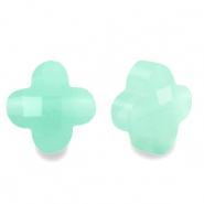 Abalorios faceteados Fashion trébol Verde turquesa