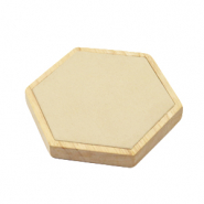 Expositor de Joyer&iacute;a hex&aacute;gono en madera y ante de imitaci&oacute;n para varias joyer&iacute;a Natural-beige