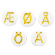 Abalorios letras acrílicas mix marcas diacriticas Blanco-dorado