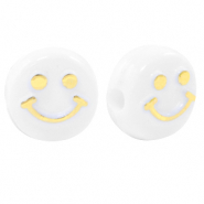 Abalorios letras acrílicas smiley Blanco-dorado
