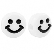 Abalorios letras acrílicas smiley Blanco-negro