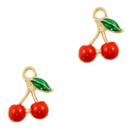 Colgantes met&aacute;licos Basic Quality cerezas Dorado-rojo